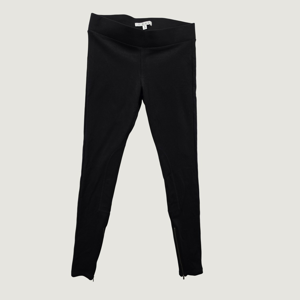Cabi Black Ponte Leggings Equestrian Knee Patch Ankle Zip Pants Style 196 Small